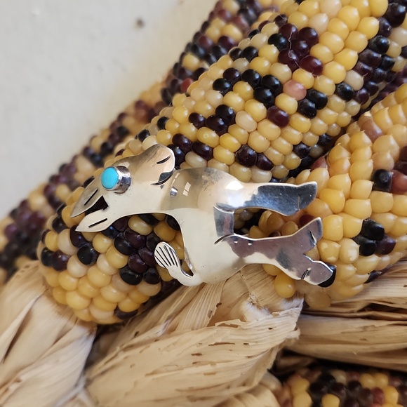 Adorable Native American Navajo Handmade Turquoise & Sterling Burro Brooch ♥️🫏 - Picture 1 of 13